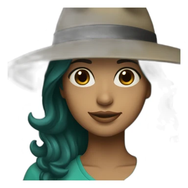 Latina with teal flat brim hat and dark straight hair sticker