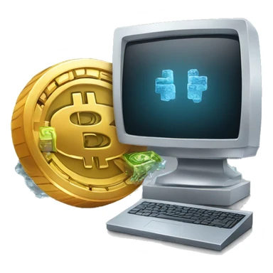 cold computer with the bitcoin on the screen sticker