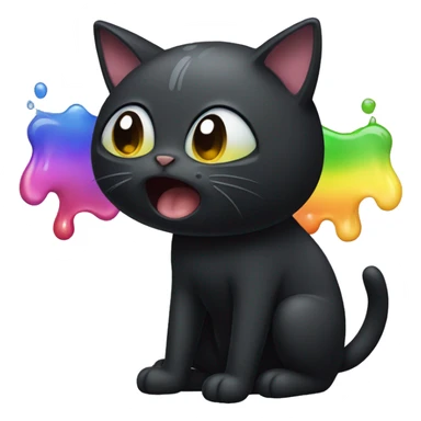 Black Cat vomiting rainbow sticker