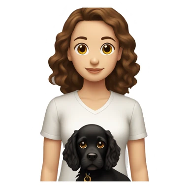 brown-haired girl with a black cocker spaniel sticker