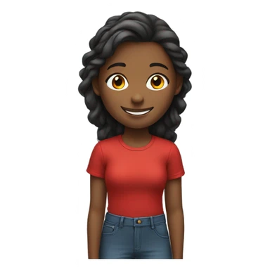 smiling girl in red shirt sticker