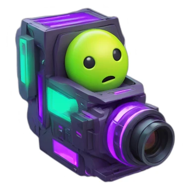 A cyber FUTURISTIC HIGHTECH 3D Videomaker colors Lemon green and purple neon Videomaker sticker