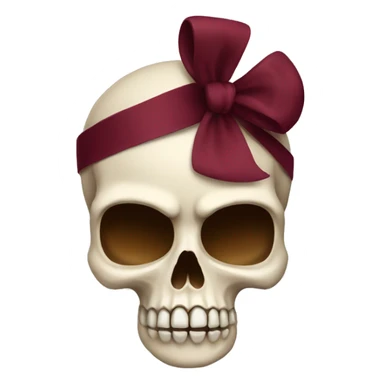 A skull with a burgundy bow sticker