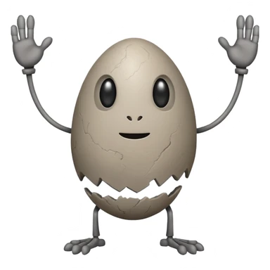 a stone egg, has two leg and arms sticker