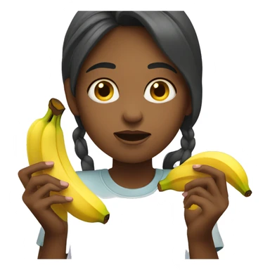 girl eating banana with 2 hands sticker