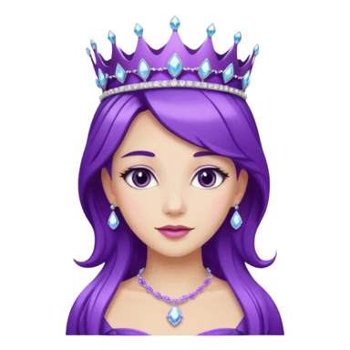 Gorgeous Lady with purple-shiny-crystal-hair and tiara and necklace sticker