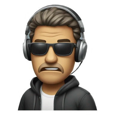 angry man with headphones and sunglasses sticker