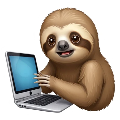 A surprised sloth disturbed from a computer sticker