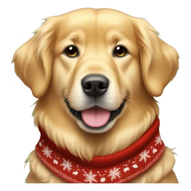 Golden retriever wearing Christmas sweater sticker