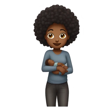 Garota negra de pelo afro con su bebe varón gordo de piel mestiza  sticker