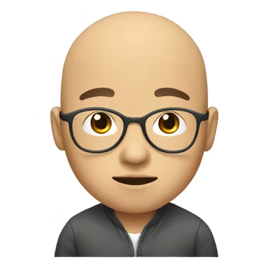a young boy, Asian, bald, in glasses, thinking deeply sticker