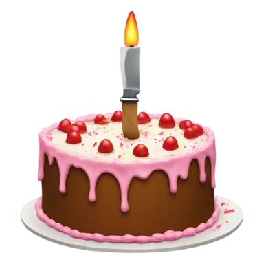 A birthday cake stabbed by a knife  sticker