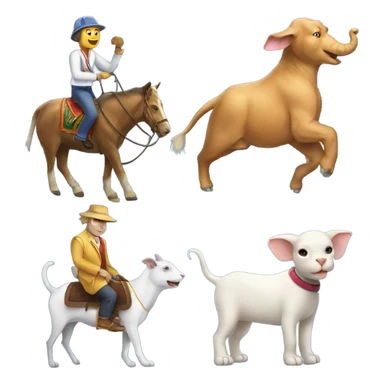 Cat riding a dog riding and elephant riding a goat sticker
