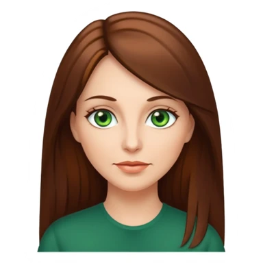 Pretty middle age woman with green eyes and long straight  brown hair  sticker