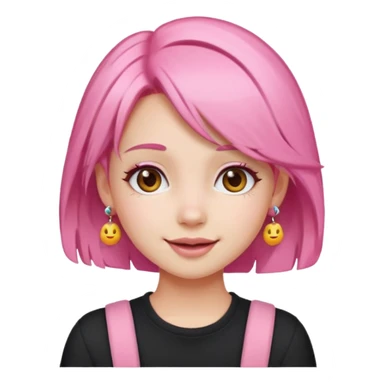 cute pink haired girl with cheerful pose and cute accessories. apple emoji style and remove the apple. sticker