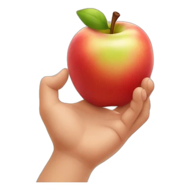 Baby hand holding apple sticker