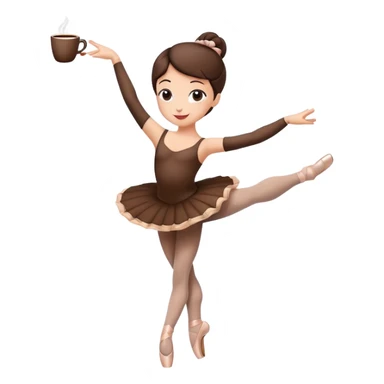 Hot coffee cup character in ballet tights performing a pirouette sticker
