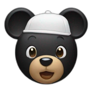 bear emoji wearing black mickey mouse ears sticker