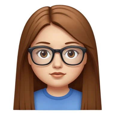 Chica blanca con cabello liso largo café claro, ojos cafe obcuro con lentes cuadrados, gordita sticker