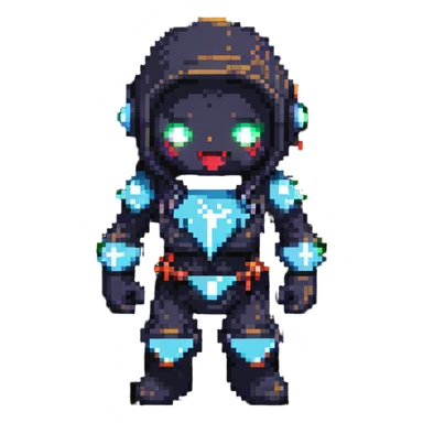 pixel art character with glowing effects, full of energy, for '精神百倍' sticker