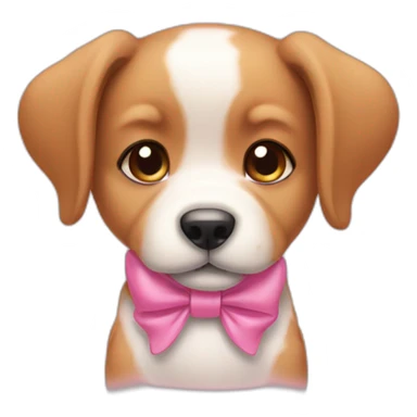 puppy wearing pink bow sticker