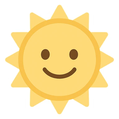 smiling sun icon with color sticker