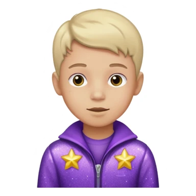 boy supervisor wearing glitter purple glittery clothes sticker