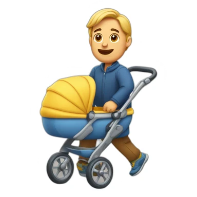 a man who's running with a baby in a stroller sticker