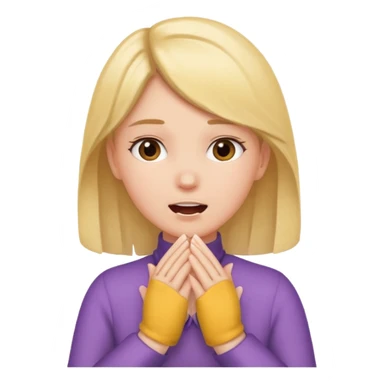 Girl shaking while holding hands against throat  sticker