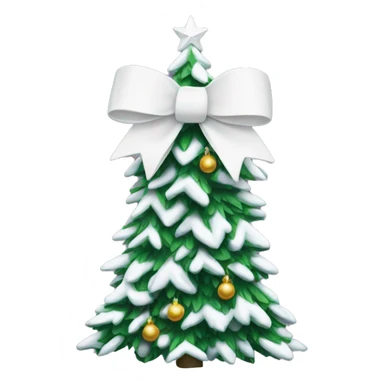 white bow on christmas tree sticker
