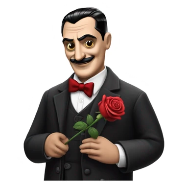 gomez addams with a rose sticker