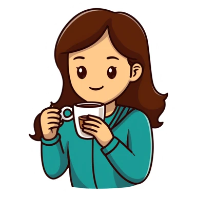 brown-haired woman drinking coffee sticker