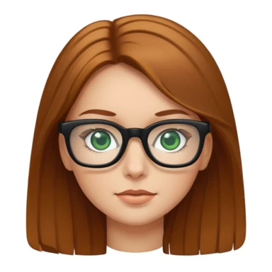 Caucasian girl with golden brown hair, green eyes, and black square glasses  sticker