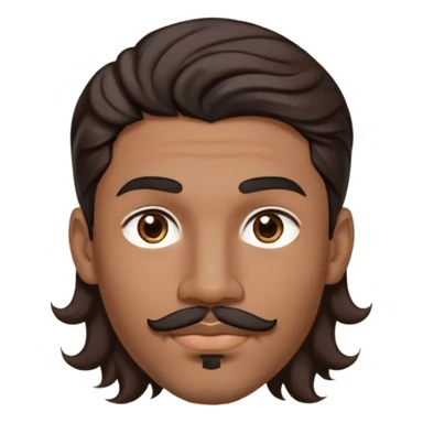Young man with medium brown skin, mixed-race ethnicity, MUCH longer wavy dark brown hair with a center part, mustache separated from goatee, medium brown eyes, very small diamond stud earrings in both ears, head only floating face with NO shoulders or torso visible at all sticker