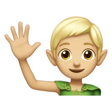 blonde elf with short hair wavng hello hand sticker