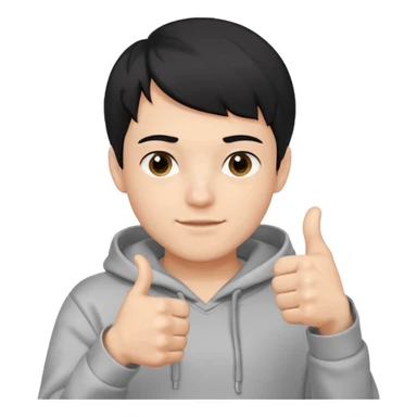 парень в худи с короткой стрижкой на бок и черными волосами смотрит в камеру, и показывает ЛАЙК. Его рука очень близко к камере, потом он снова возвращает руку в исходное положение sticker