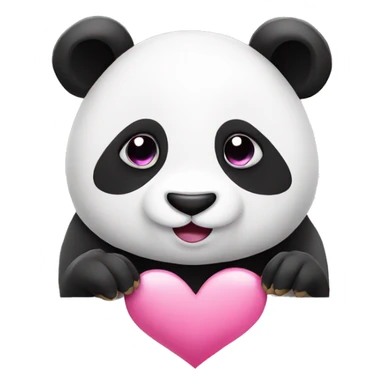 Panda with pink heart sticker