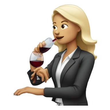 consultant woman drinking wine while using laptop sticker