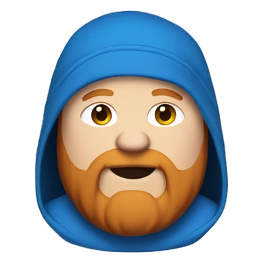 fat man with blue hoodie, headphones, ginger hair and beard sticker