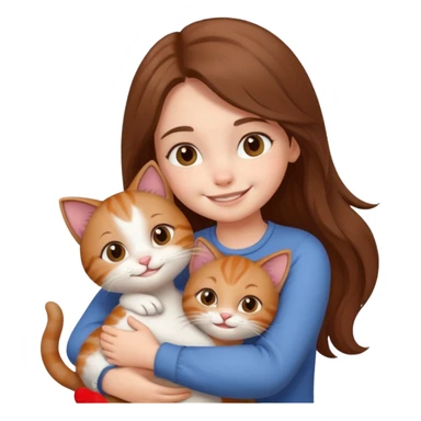 A cute girl hugging a cute cat sticker