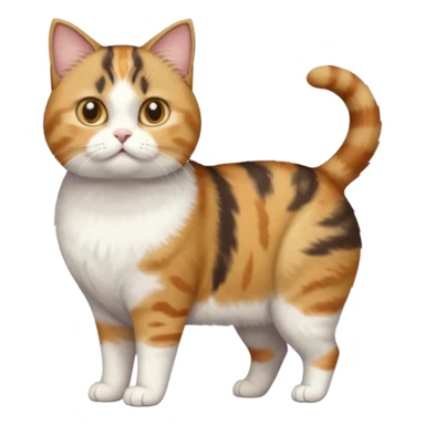 full body calico tabby + white cat with tiny head and fat body sticker