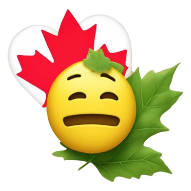 a classic yellow emoji face that in love but instead of hearts it has Canada leafs  sticker