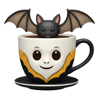 a coffeecup with a bat on it sticker