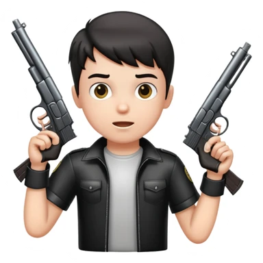 boy throwing up two guns sticker