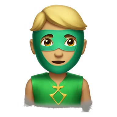 A boy wearing a Zelda mask sticker