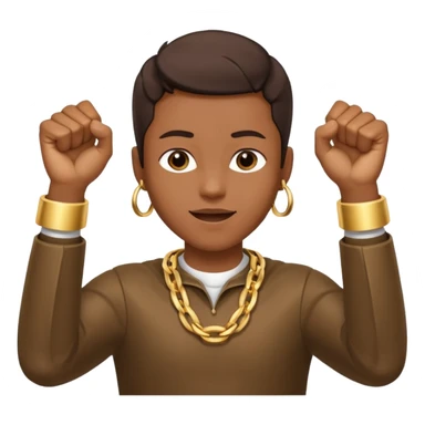 2 fists in the air one below on top like i got like hella money meme sticker