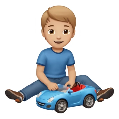 Little boy playing with toy car on the floor sticker