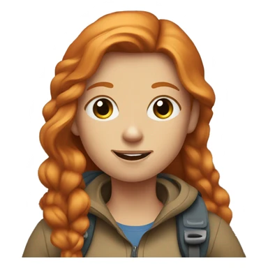 Ginger girl with volume straight hair and blue eyes On a hike sticker