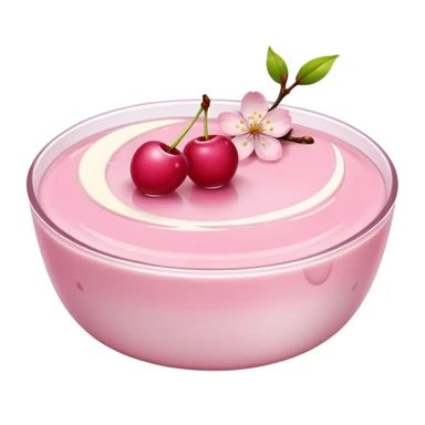 Sakura pudding shaped like a moon with cherry blossom accent sticker