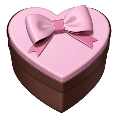 pale pink heart box, pale pink bow, filled with chocolates inside sticker